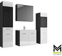 MINIO, meubles de salle de bains "MARIT 2", ensemble de meubles de salle de bains, avec vasque, Matera / blanc brillant