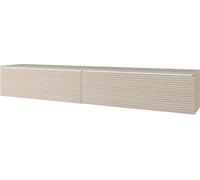 Minio, TV-Lowboard "Donna" Armoire TV 180 cm debout, suspendue, façade avec motif à lamelles, LED, couleur chêne Gaja