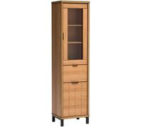 Minio, vitrine "Fonte" 50 cm, 2 portes, couleur chêne caramel