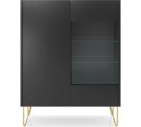 Minio, vitrine "Haga" 97 cm, noir graphite / marbre noir couleur