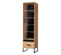 Minio, Vitrine "Melle" 50 cm, Panneau décoratif avec ou sans lamelles, Chêne Artisan/Noir Mat Couleur