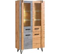 Minio, vitrine "MILENIUM 3", 90 cm, avec éclairage LED, avec pieds en métal, couleur chêne Wotan / béton
