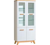 Minio, Vitrine "SEVEN 3", Blanc Pin Anndersen / Chêne Nash