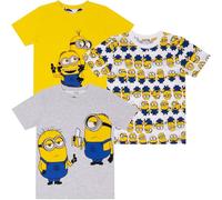 MINIONS /Despicable Me Lot de 3 t-Shirts à Manches Courtes 100% Coton peigné, Multicolore, 7-8 Ans