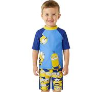 Minions Ensemble Maillot de Bain Garcon 3 à 7 Ans, Maillot de Bain 2 Pieces Rashguard Vest et Short de Plage, Ete Cadeau Garcon (5-6 Ans, Bleu/Jaune Minions)