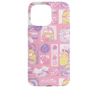 Minions Fluffy Unicorn Grid All Over Print Coque pour iPhone 15 Pro Max