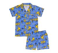 MINIONS Les, Moi, Moche et méchant, 100% Coton, Boutonnage Ensemble de Pyjama à Manches Courtes, Blue, 3-4 Ans: 104cm, Bleu