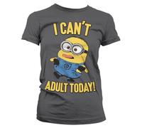 MINIONS Officiellement sous Licence I Can't Adult Today Femme T-Shirt (Dark Gris), S