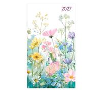 Miniplaner Style Blumenwiese 2027: Taschenkalender 9x15 cm - Wochenplaner mit Jahresübersicht, deutschem Kalendarium & Schulferien, ideal für unterwegs