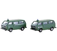 Minis by Lemke LC4353 N Modèle réduit de voiture particulière Volkswagen Lot de 2 T3 bus BGS + police ferroviaire