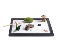 Minis Zenes Ensemble de jardin pour bureau avec sable blanc, râteaux, base noire noire décorations, méditations, soulagement du stress pour bureau