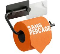 MINISMUS Porte Papier Toilette sans perçage Noir Mat, Support Papier WC Mural Autocollant, dérouleur en Acier Inoxydable, pour Rouleau Standard