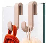 Minismus Porte Serviette Bain, Crochet Douche Silicone, 2 Pièces, Beige | Crochet douche, silicone, pour vitre sans cadre, facile à poser, reste stable même avec du poids