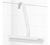 MINISMUS Raclette Douche avec Crochet HangWipe, Raclette de Douche Silicone, Salle de Bain, Vitre, Gris, 21 cm (Blanc)