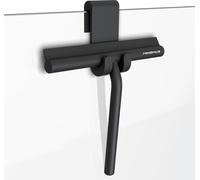 Minismus Raclette Douche en Silicone pour Portes en Verre & Vitres - Raclette pour Nettoyage de Vitre pour des Surfaces Impeccables - Aucun Perçage Requis, Support Inclus (Noir, 21 cm)