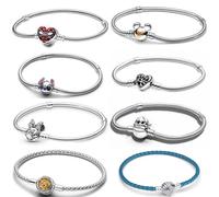 Miniso Disney - Bracelet en argent Sterling 925 pour femmes, créatif, Mickey Minnie, coquille, breloques fines, bijoux originaux à faire soi-même