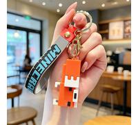 MINISO Minecraft Personnage Pixel Orange Porte-clés, Pendentif de Sac Souple Premium, Accessoire de Bracelet Style Rétro Gaming, Décoration de Sac à Main Art Pixel Y2K, breloque de sac à Dos, Ornement