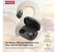 MINISO MS217 Écouteurs intra-auriculaires TWS Mini pour le sommeil Bluetooth 6.0 Traducteur IA 134 langues Réduction de bruit ENC Ultra-légers black
