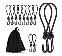 MINISOISO 12 Pièces Tendeurs Elastique avec Crochets, Crochet Tendeur Elastique (10x 20cm + 2 x15cm), Tendeurs de Bâche avec Crochets, Crochets de Tension pour Bannières, Crochet Bache