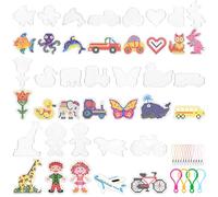 MINISOISO 20 Pcs Plaque Perle a Repasser, Kit de Perles à Repasser de 5mm avec Pincettes et Porte Clés, Supports de Perles à Repasser Transparents, Cadeau Noël Anniversaire pour Garçon Filles