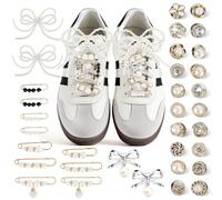MINISOISO 34 Pcs Sneakers Ornements, Accessoires de Chaussure, Bijoux, Noeuds, Clips, Épingles, Décorations de Chaussures de Bricolage pour Baskets, Chaussettes, Vêtements