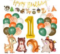 MINISOISO Decoration Anniversaire 1 Année, Deco Anniversaire 1 An, Jungle Decoration Anniversaires Fille Garcon, Géants Ballons Numéro 1, Deco Ballon 1 An, Décorations Fête Garçon et Fille