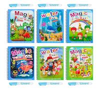 MINISOISO Livre Magique à L'eau,6 Pièces Livre de Dessin Magique de L'eau avec Stylo à L'eau,Livre de Coloriage Magique à L eau Réutilisable pour Enfants 2 3 4 5 6 Ans,Tout-Petits, Cadeau de Noël,B