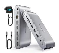 Minisopuru Displaylink Docking Station avec Adaptateur d'alimentation 140W, Station d'accueil Triple Moniteur pour MacBook M1/M2/M3/M4/Windows(3XHDMI, 2XDisplayPort, 2X10Gbps & Charging USB C,USB A)