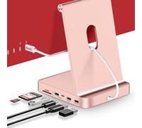 Minisopuru Hub USB C pour iMac 24 Pouces 2021/2023/2024, avec M.2 NVMe SSD, Accessoires pour M1/M3/M4, Adaptateur 10 Gbit/s, SD/TF, SSD M.2 (Non Inclus), Rose