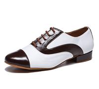 MINITOO Chaussure de Danse Salsa Homme Fête Soirée Chaussure L534 Blanc/Café EU 43.5