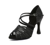 MINITOO Chaussures de danse à sangle croisée pour femme - Confortables, L649 Noir Talon 9 cm, 43 EU