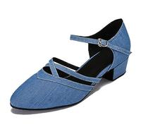 MINITOO Chaussures pour Danser Femme Satin Formal Fete Soiree Escarpins HC200 Bleu Royal 3.5 cm Talon EU 36
