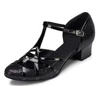 MINITOO Femme Danse Chaussure Ferme Cabaret Fete Soiree Escarpins et Talons Bas L2040 Noir 3.5cm Talon EU 38.5