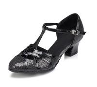 MINITOO Femme Danse Chaussure Ferme Cabaret Fete Soiree Escarpins et Talons Bas L2040 Noir 5cm Talon EU 40