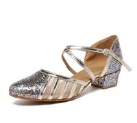 MINITOO Femme Danse Chaussure Ferme Cabaret Fete Soiree Escarpins et Talons Bas L2042 Multicolore 3.5cm Talon EU 38.5