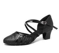 MINITOO Femme Danse Chaussure Ferme Cabaret Fete Soiree Escarpins et Talons Bas L2043 Noir 5cm Talon EU 39