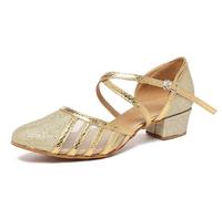 MINITOO Femme Danse Chaussure Ferme Cabaret Fete Soiree Escarpins et Talons Bas L2044 Or 3.5cm Talon EU 35