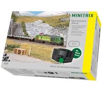 Minitrix 11171 Kit de démarrage numérique « Train de Marchandises » Piste N (1:160) - Locomotive Diesel avec Son, décodeur mfx & DCC, Station Mobile, Fonctions d'éclairage LED, kit Train de