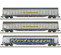 MiniTrix 18297 Lot de 3 chariots à grande échelle N de transwaggon, MHI