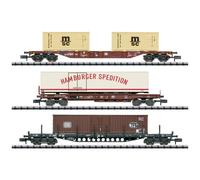 MiniTrix 18702 Lot de 3 wagons porte-conteneurs de la DB