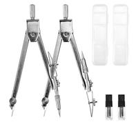 MINIUSSI 2 PCS Compas de Mesure Compas College Professionnel, Compas Metal avec 2 Compas Mine, Coffret Compas Scolaire, Compas a Vis, Compas Menuisier pour Étudiants, Ingénieurs, Ecoles, Bureaux