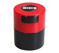 Minivac - Récipient de stockage portatif étanche à l'air multi-usage de 10 à 30 grammes, hermétique pour les produits secs, la nourriture, et les herbes, Plastique, Red Cap Black Body, .12-Liter/4-Fluid Ounce