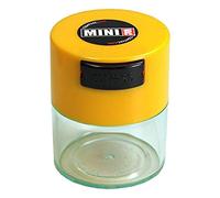Minivac - Récipient de stockage portatif étanche à l'air multi-usage de 10 à 30 grammes, hermétique pour les produits secs, la nourriture, et les herbes, Plastique, Yellow Cap Clear Body, .12-Liter/4-Fluid Ounce