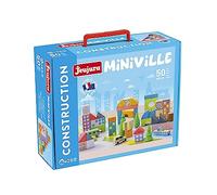 Jeujura Miniville - 50 pièces : Jeu de Construction et de Manipulation de 50 pièces en hêtre Massif pour Imaginer et créer la Ville de Ses rêves - Jeu de Construction - Âge Minimum : 2 Ans