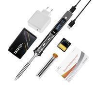 MINIWARE Mini Kit de Fer à Souder électrique TS101, Température Réglable 50°C -400°C, Programmable, Type-C, écran OLED, Alimentation Chargeur USB, Noir