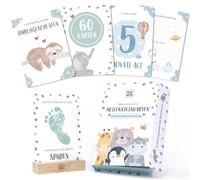 Miniwerk Cartes d'événements pour bébé - Cadeau personnel pour naissance de bébé, boîte à souvenirs pour bébé, journal de bébé, complément au premier équipement pour nouveau-né et parents, cartes