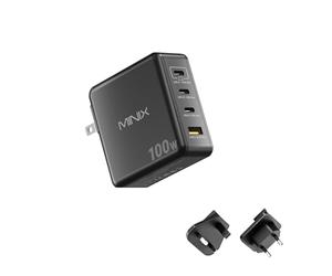 MINIX 100W USB C Charger, 4-Port USB-A/C Foldable Fast PPS Gan Charger (Max 100W/30W/22.5W), Compatible with MacBook Pro/Air, iPad, iPhone 15/16 Pro, Galaxy S24, and More for Home, Traveling