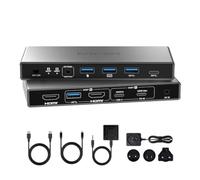 MINIX 8K USB-C+HDMI KVM Switch 1 Monitor 2 Computers for Laptop PC，Aluminum