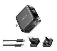 MINIX Chargeur USB C 140W Max 4 Ports PD3.1 GaN, Bloc De Charge avec Câble 240W, Écran Intelligent et Commande Tactile, Adaptateur Voyage Pliable Fiches US/EU/UK pour MacBook, iPad, iPhone 17/16