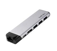 MINIX NEO C-D PRO Adaptateur multiport USB-C pour Apple MacBook Air et Pro, connecteurs HDMI, USB 3.0, lecteur de carte Micro SD, lecteur de carte SD, USB-C, gris spatial
